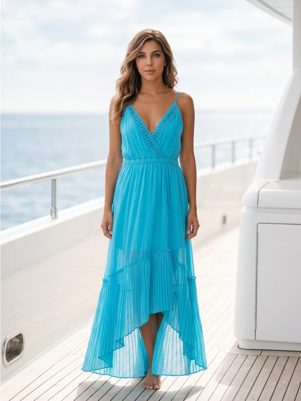 Ramy Brook Teal Blue Spaghetti-Strap Maxi Dress
